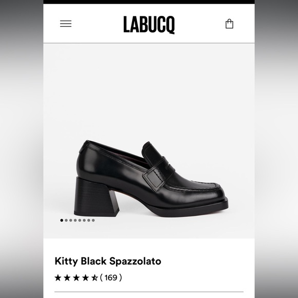 Labucq Kitty Loafer Oxford Block Heel Black Spazzolato EUC - Picture 1 of 5